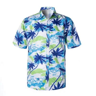 Benutzerdefinierte Hawaii-Hemdhemden aus Polyester im Großhandel mit digitalem Sublimationsdruck für Herren-Hawaiihemden aus Baumwolle