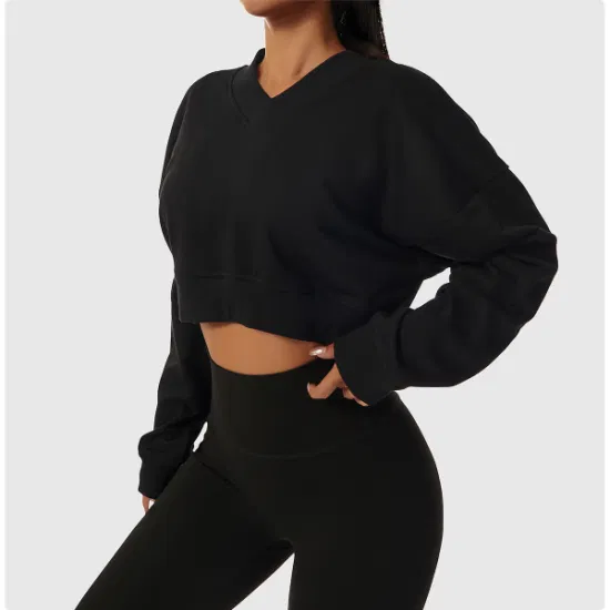 Lockere Passform, dicker, gerippter Damen-Pullover mit langen Ärmeln, Sweatshirt, lässige Oberteile, Lauf-, Sport-, Workout- und Yoga-Shirts