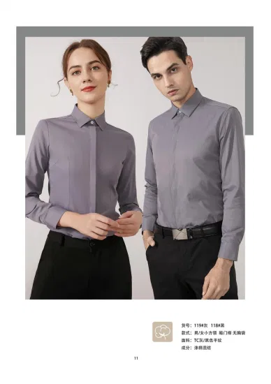 OEM-Langarm-Slim-Fit-Bluse, formelles Business-Damen-Einfarbig-Hemd